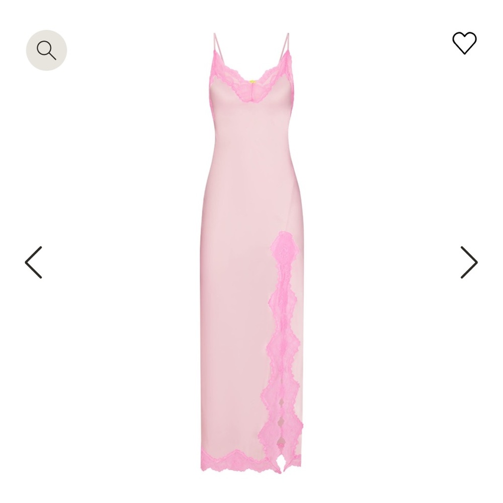 Skims Woven Shine Lace Long Dress Cherry Blossom XXS NWT 🩷🩷 Limited Edition